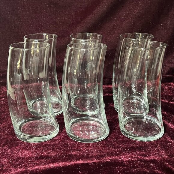 Libbey Other - Set of 6 Libbey Bravura Swerve Tumblers Curved Modern Glass 16oz Bar Ware